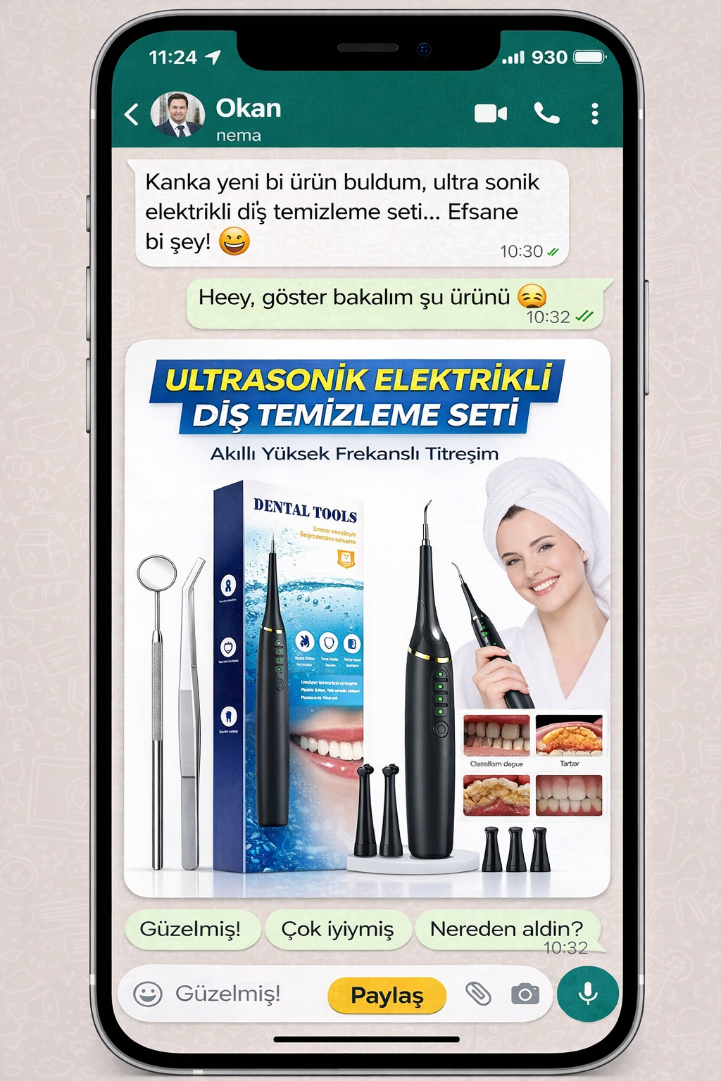 ULTRASONİK ELEKTRİKLİ DİŞ TEMİZLEME SETİ